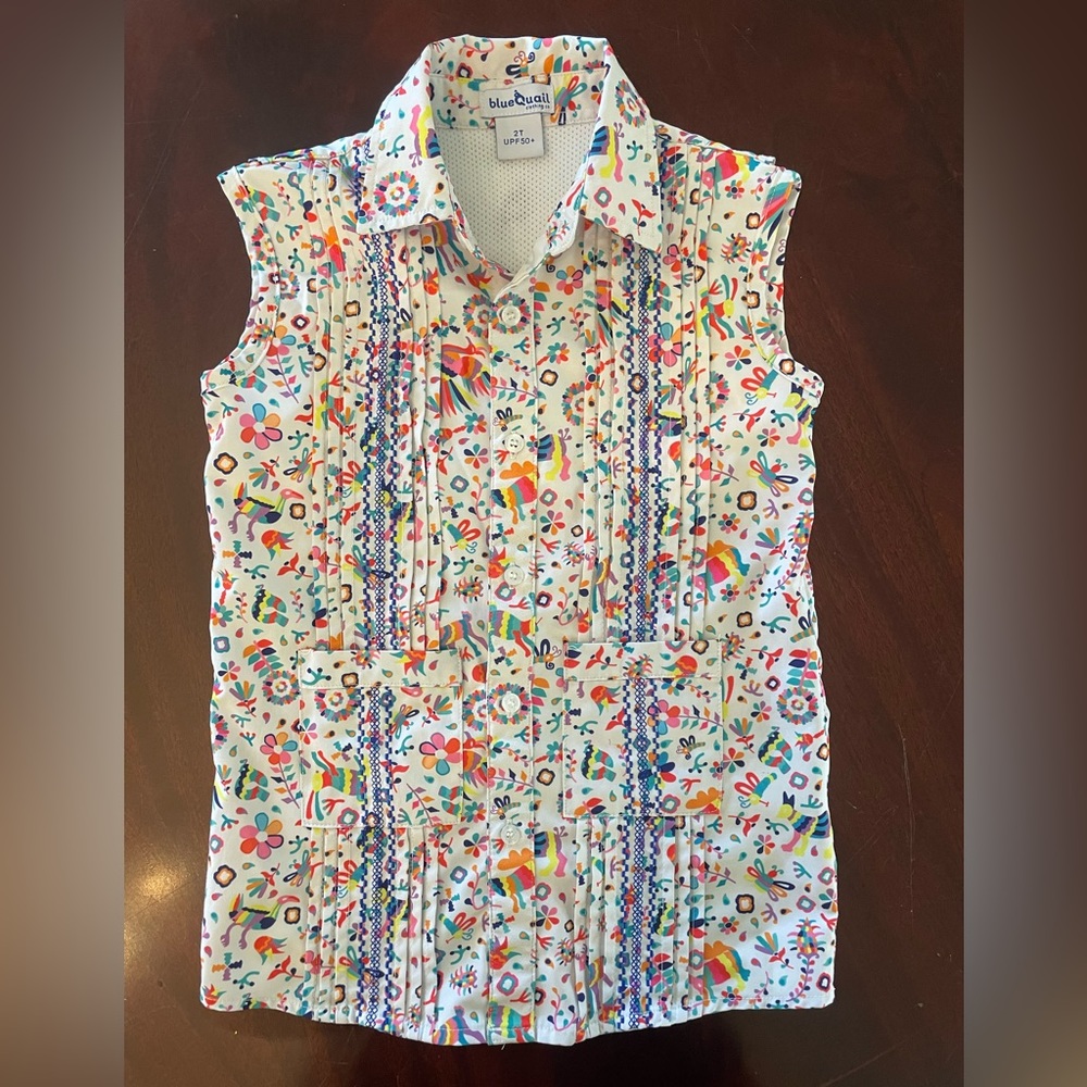 Blue Quail Girls Fiesta Print Dress.
